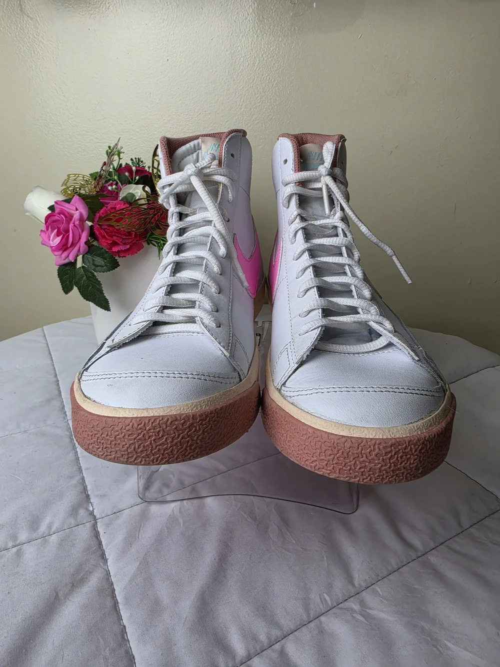 Nike Blazer Mid '77 'White Pink' Sneakers Big Girls Size 7Y